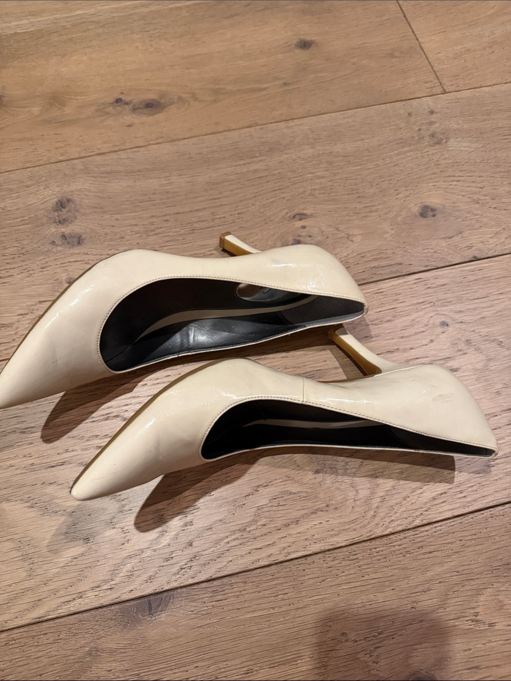 Alfani Cream Patent Pointed-Toe Stiletto Pumps